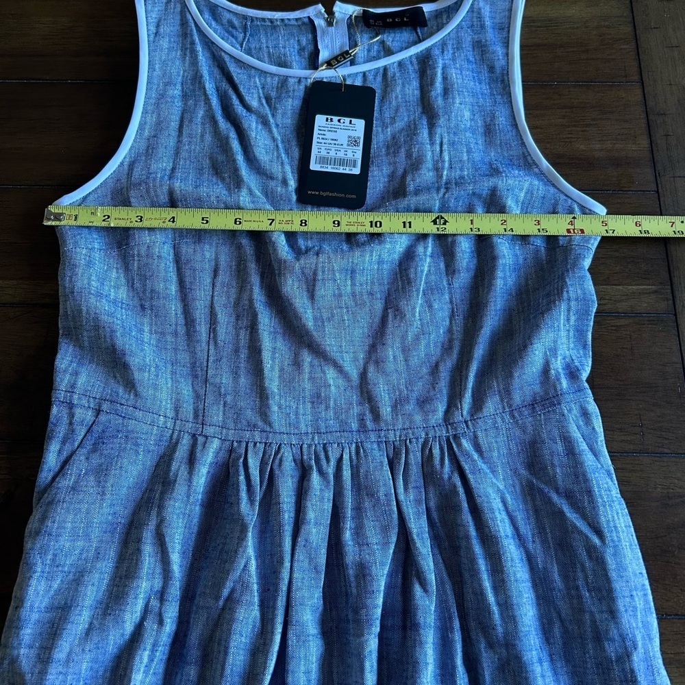 BGL Blue Chambray Sleeveless Linen Blend Maxi Dress Size 6 NEW MSRP 345.00 - Picture 8 of 12